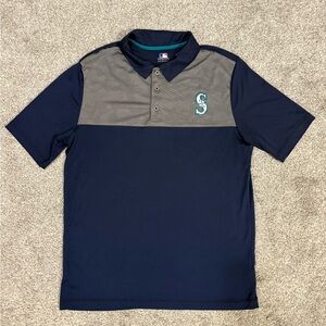 Genuine Merchandise Seattle Mariners Men’s Navy and Gray Polo with Logo